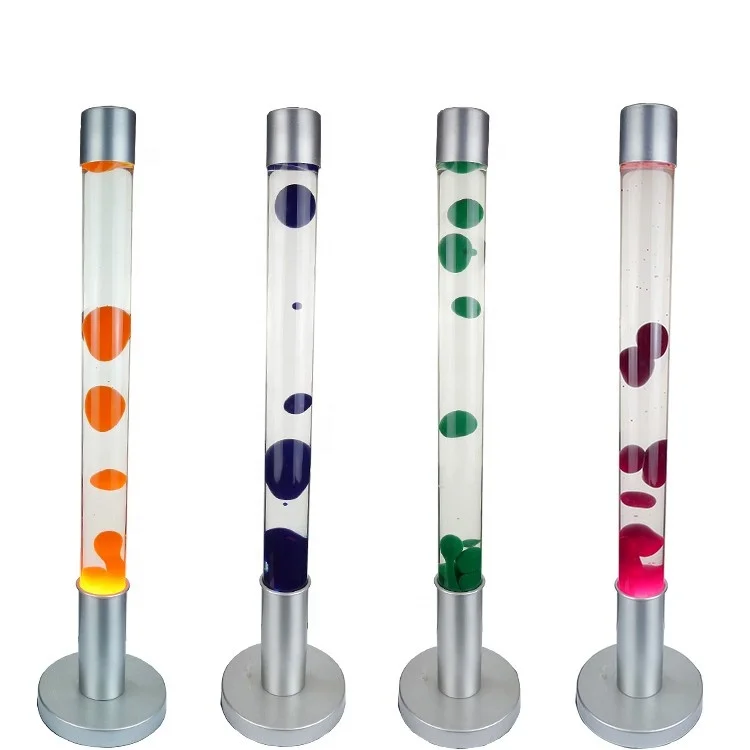 
E14 Colorful green cylindrical fluorescence liquid bubble metal hotel glitter table top floor standing motion lava lamp 