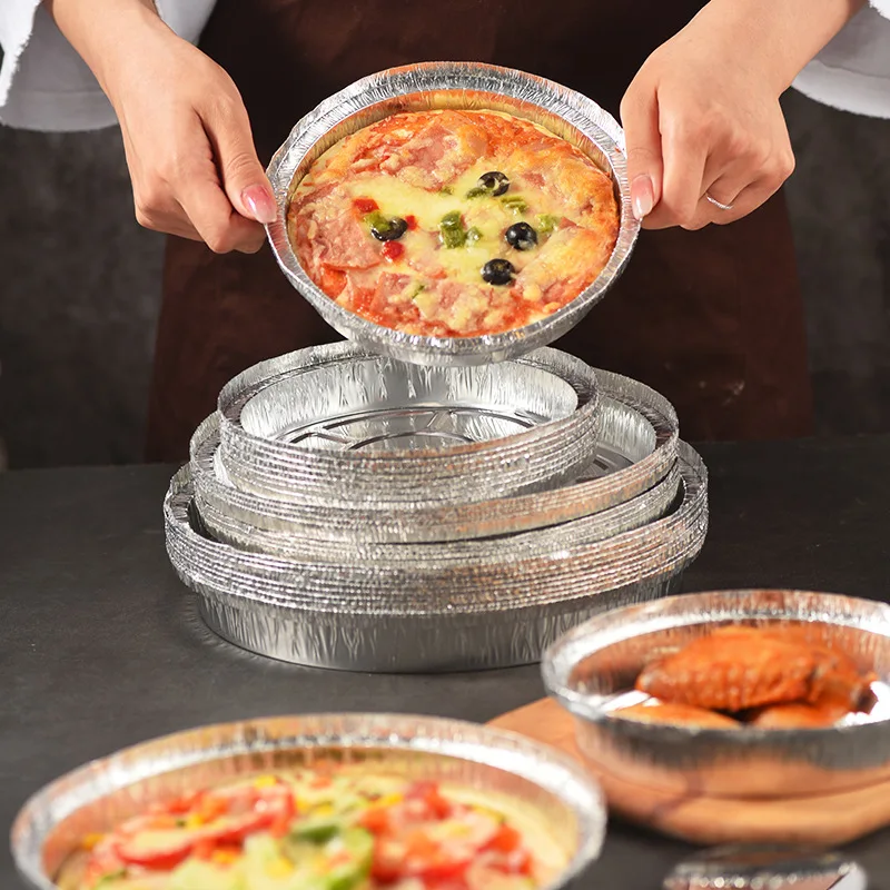 EJY IMPORT Round Disposable Aluminum Pans With Dome Lids - 50 Pack, 7" Size
