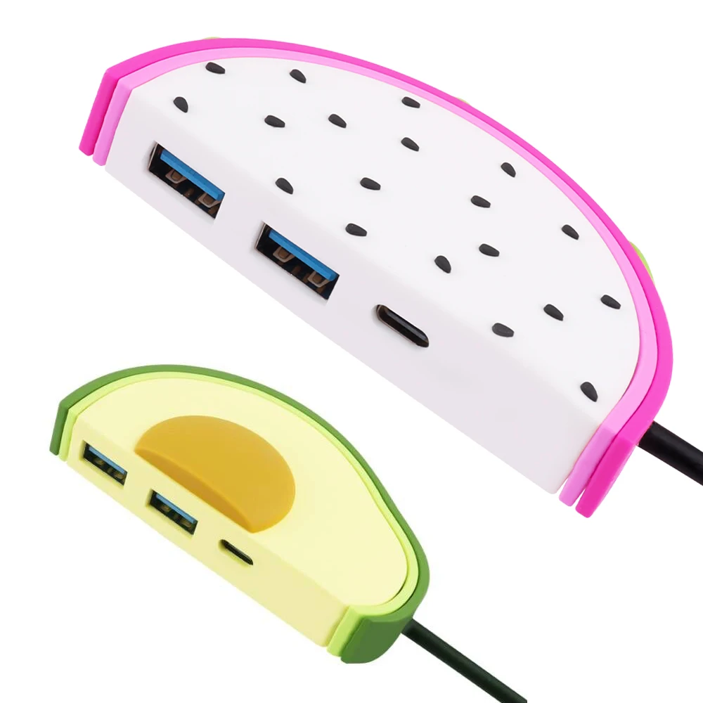 Sanrio Cinnamoroll USB hub showing slim profile and four labeled USB-A ports