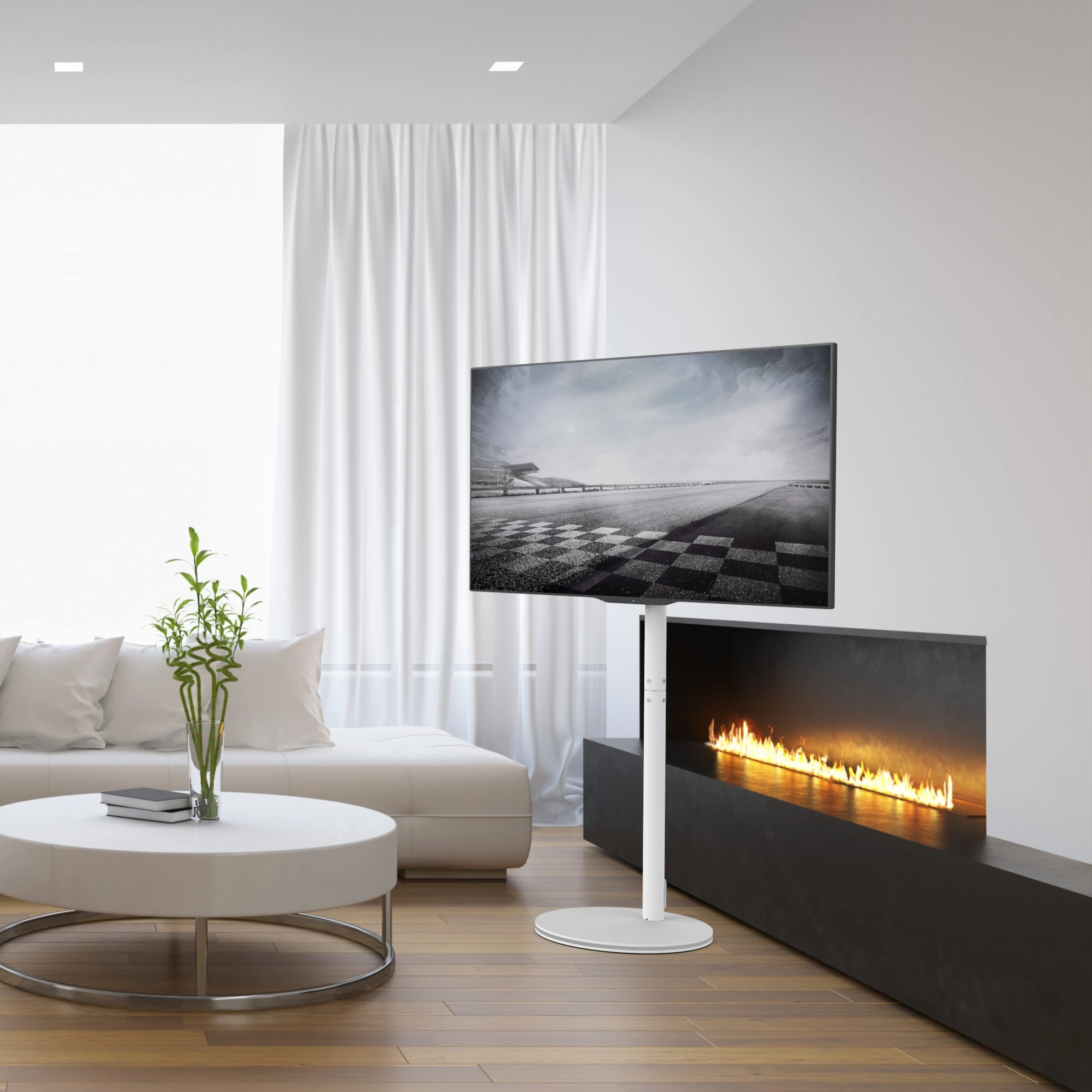 Modern Lcd Led Tv Stand Studio Tv Floor Stand With Lamp On Base For Lg