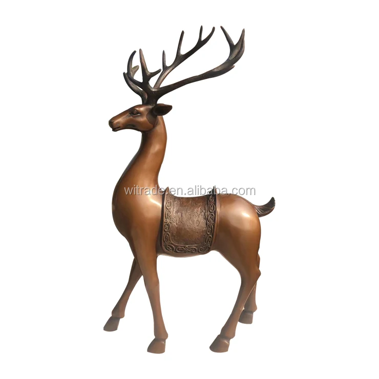 Custom Antique Cast Bronze Copper Metal Craft Black Deer Sculpture/outdoor Antique Sitting