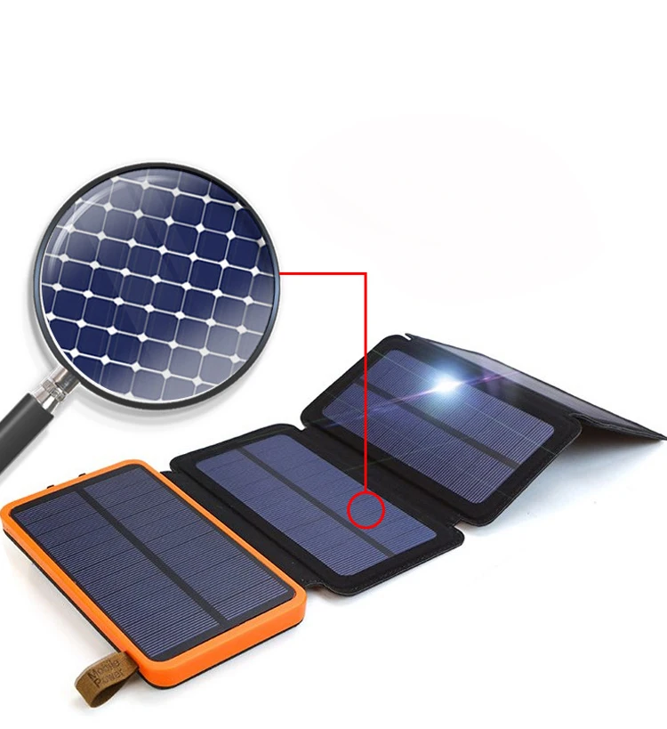 OEM 10000 mah Waterproof Charging Foldable Solar Panel Power Bank With LED - ANKUX.COM