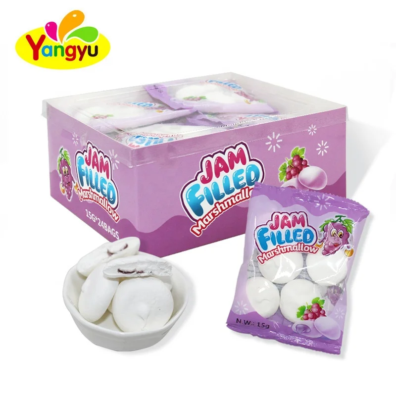 Halal Marshmallow With Fruity Jam Round Marshmallow Buy Marshmellow