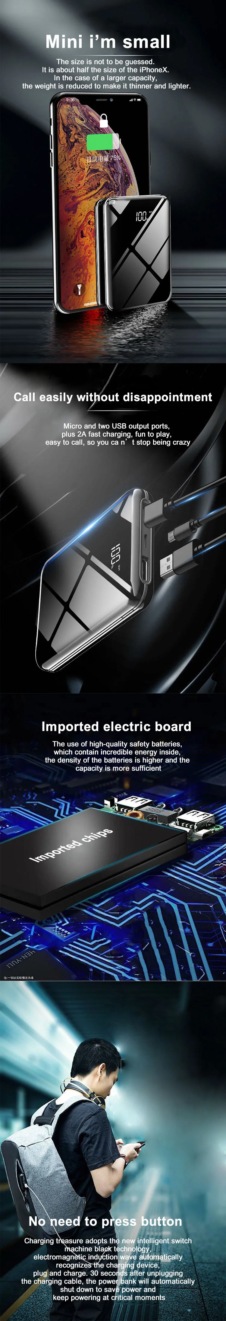 Slim wireless charging powerbank 10000 mah power banks portable mobile wireless charger Qi wireless power bank - ANKUX.COM