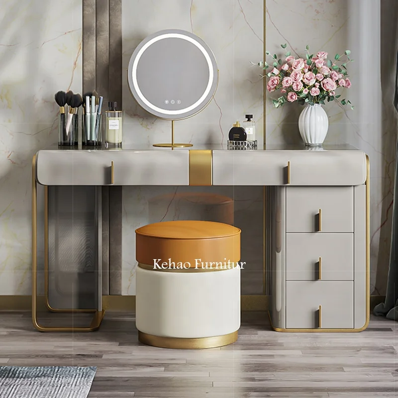 modern dressing table FCDURACORE Makeup Table Set with Lighted Mirror, Vanity Table with Cushioned Stool 6 Drawers, Dressing Table Set, Bedroom Furniture Makeup Vanity Tab,Table+armchair-100cm : Home & Kitchen and makeup palettes Joan Modern Black Painted Vanity