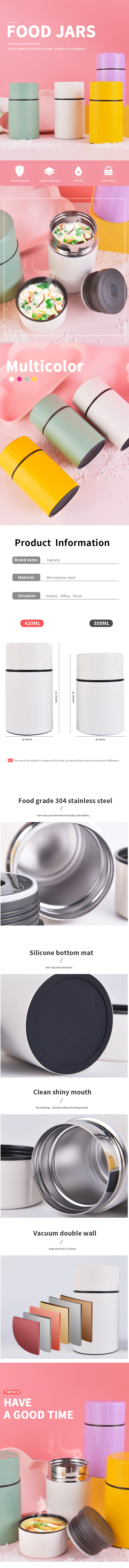 Custom kids use double wall vacuum thermos insulated thermal stainless steel 500ml food jar with spoon
