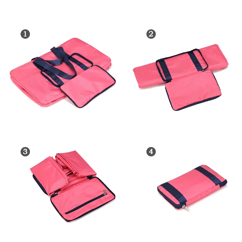 Waterproof foldable 210d oxford cloth fabric large capacity short travel bag for trolley case use