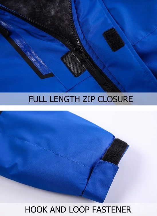 Waterproof Winter Parka Men's Hooded Jackets Super Warmth Thicken Fleece Coat With Zipper Pockets Wi