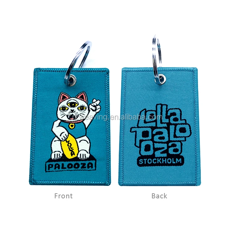 Wholesale Cheap Customized Personalized Fabric Keychain Woven Keychain