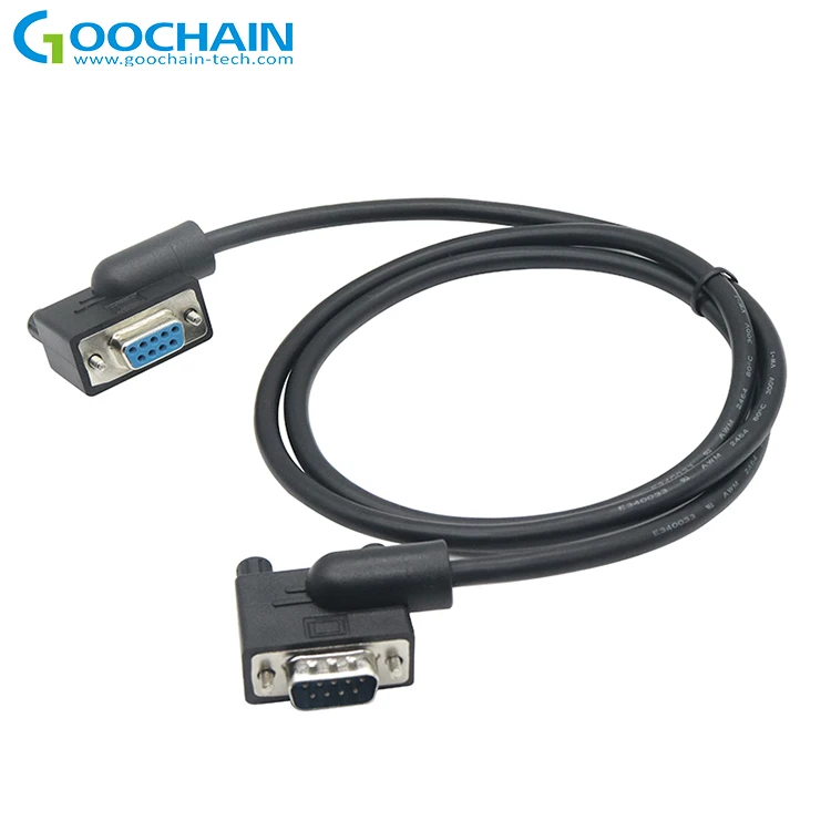10 Right Angle 90 Degree DB9pin DB9 RS232 Male To Female Extension Cable Adapter 
