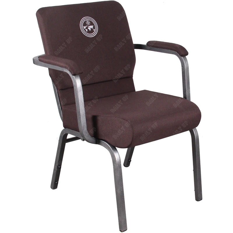 Stackable church chairs with armrest printing logo interlocking church chair