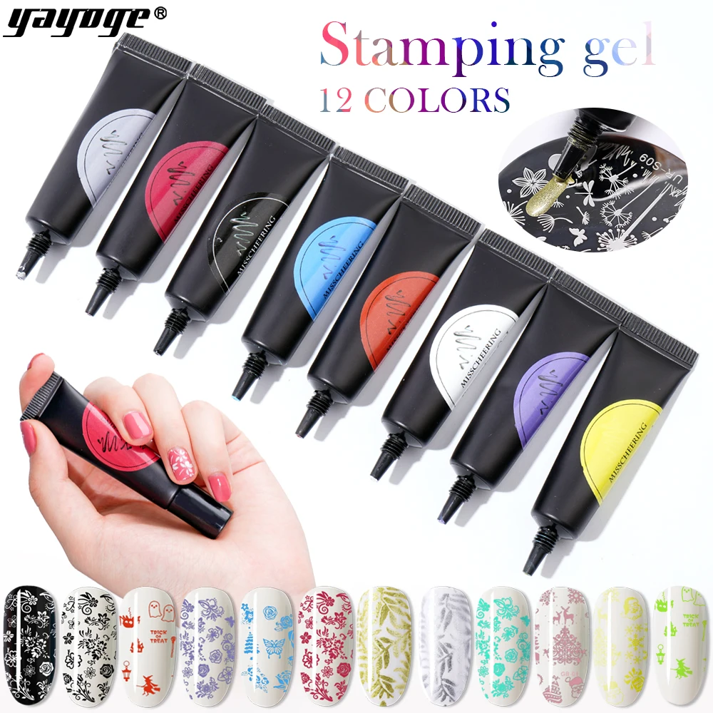 Oem Wholesale 8g 12 Colors Nail Stamp Gel Stamping Gel Polish Soak Off