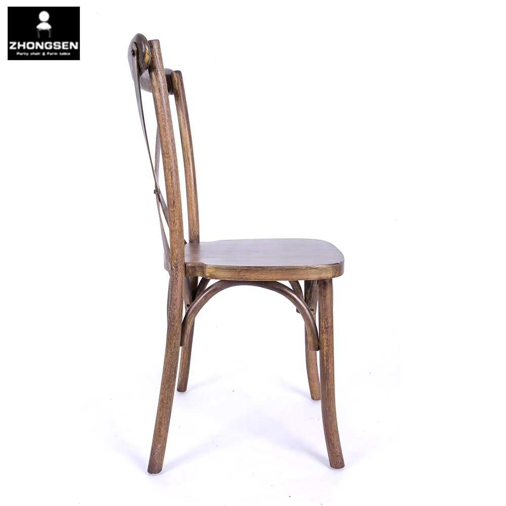 Wholesale Vintage Oak Wood Cross Back Cafe Chair French X Back Chair