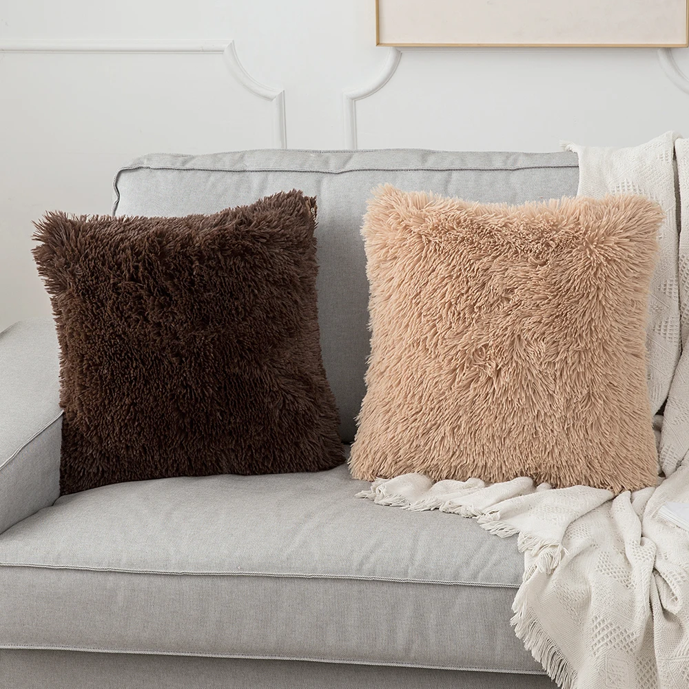 Amazon Hot Sell Luxury Soft Faux Fur Fleece Cushion Cover 18" X 18