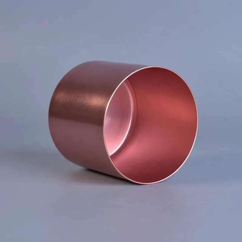 Vintage Plating Pink Metal Candle Jars Metal Container for Wedding Decoration supply