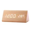 KH-WC007 Modern Exquisite Wood Big Numbers Digital LED Calendar Thermometer Voice Alarm Desk Wooden Clock Triangle