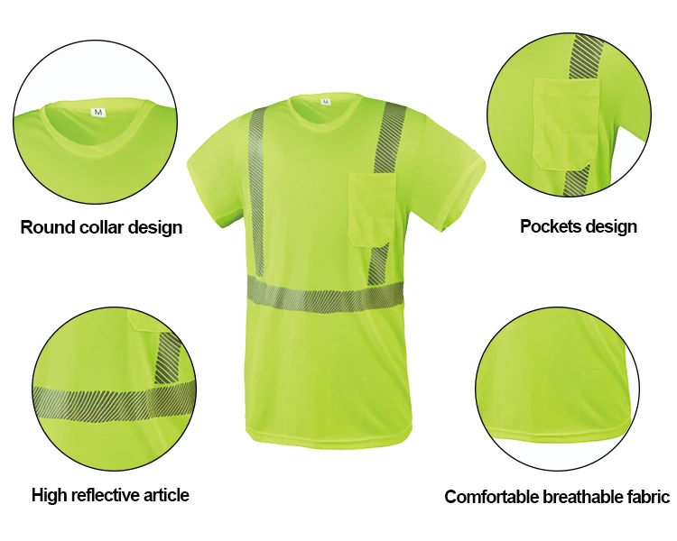 Wholesale Hi-vis Shirts Safety Workwear Yellow Class 2 Reflective Print ...