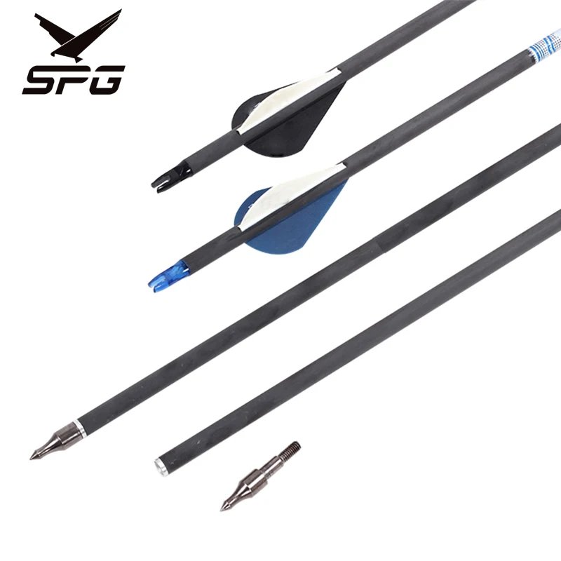 Spg Archery 32inch Arrows Steel Point And Plastic Vanes Carbon Arrow