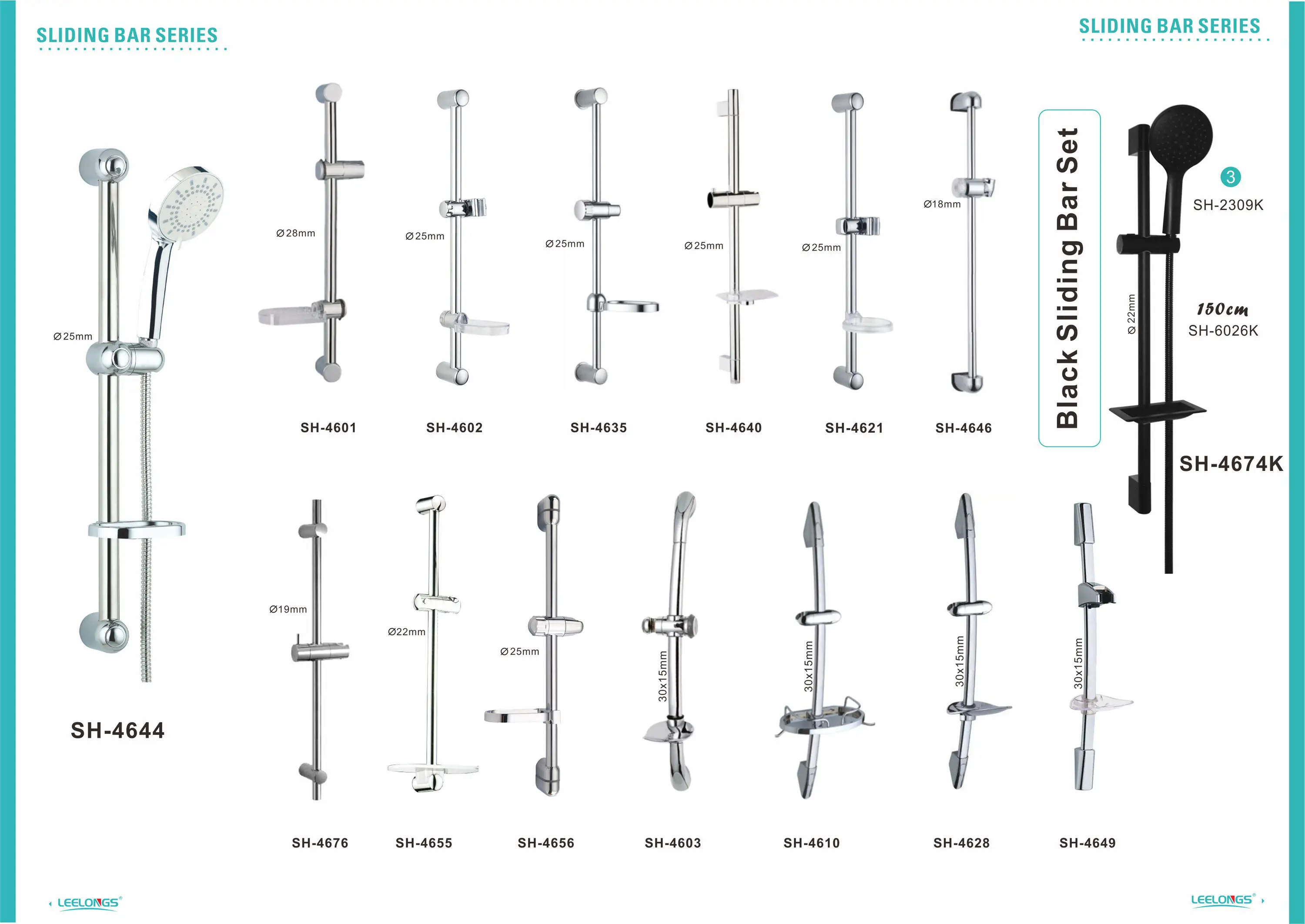 Stainless Steel Bathroom Wall Mounted Shower Sliding Bar Set With