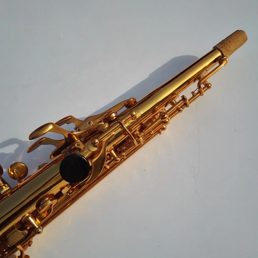 Gold Lacquer Straight Soprano Saxophone One Piece Cheap Brass Saxophone