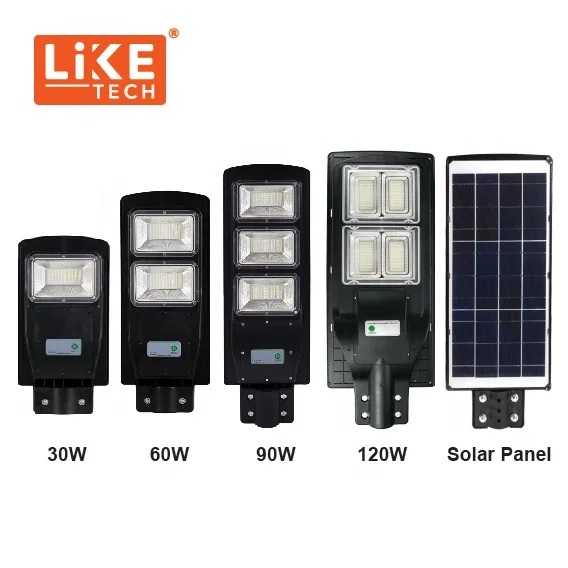 LikeTech Led Solar Garden Light 90W 60W 30W LED Solar Street Light IP65 water proof Brighten your Garden Cheap But Good Hot Sale