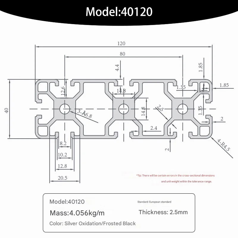 Custom Black 4040 4080 40120 40160 Extruded Aluminium Material Anodized 6063 T5 Alu Alloy Frame Industry Extrusion Profile details