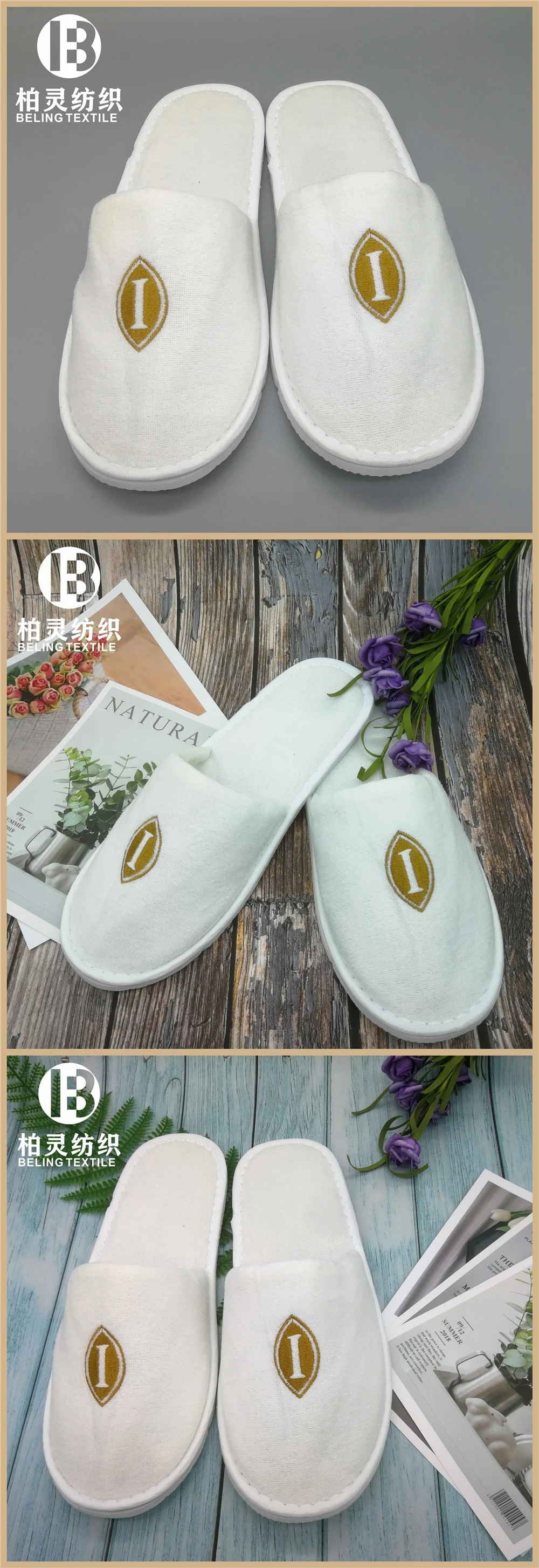 Hotel Pantuflas Women Velour Pantuflas Baratas Closed Toe White Custom Logo  Pantuflas - Buy Pantuflas,Pantuflas Women,Pantuflas Baratas Product on  