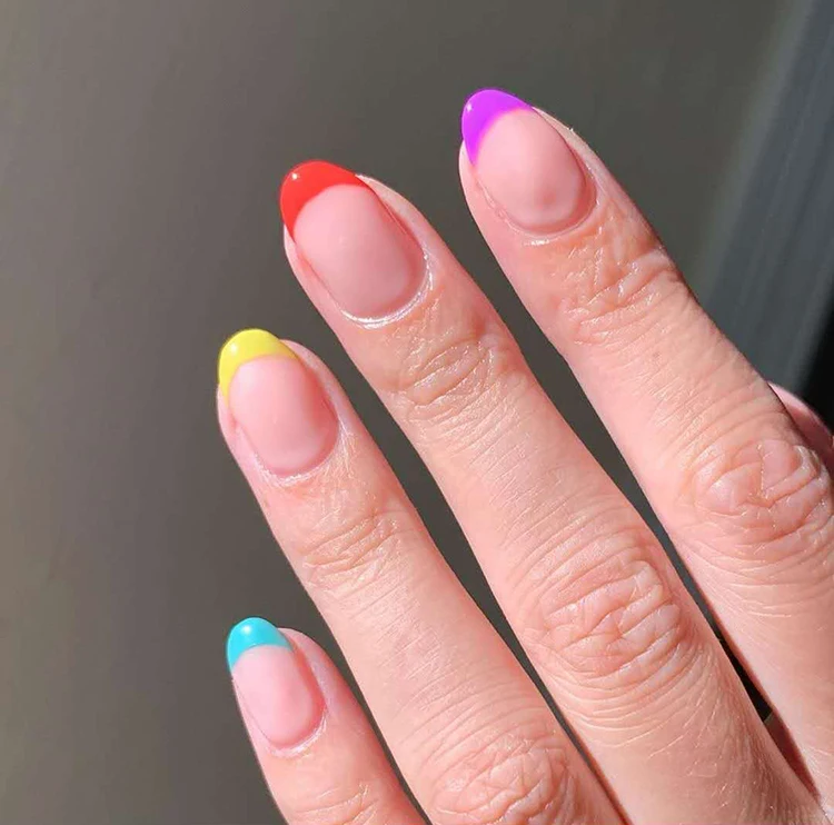 2020 New False Nail Sets Colorful Rainbow Press On Nails Cute Short Stick On Nails Buy Color
