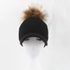 om-44 Baseball Cap Fur Pompom Ball Girls Caps Spring Adjustable Hats Girls Winter Caps Solid Hat