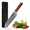 Tinderala 7 inch Kitchen Knife Japanese Chef Knives Japan Stainless Steel Damascus Drawing Utility Slicing Santoku Set with Box