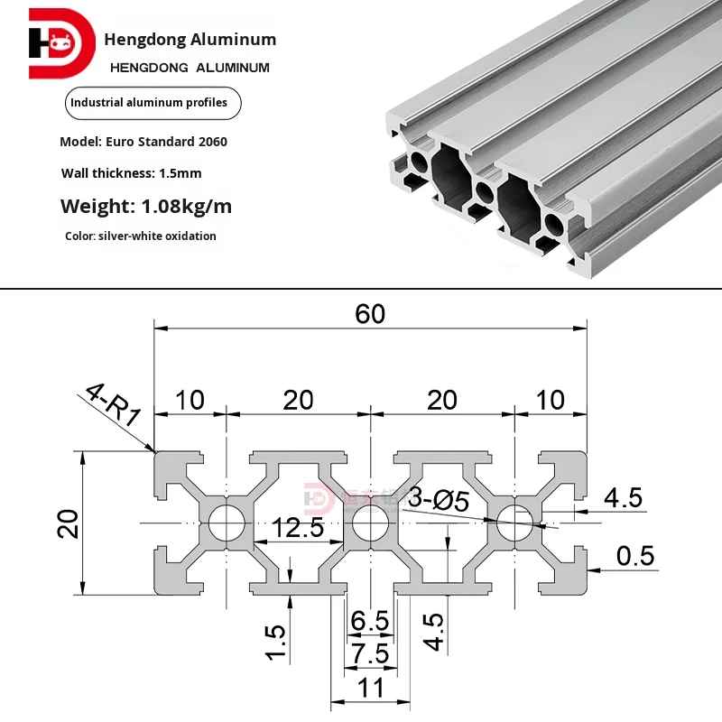 Industrial European Standard Aluminum Profiles 2020/2040/2060/2080/20100/20120 Aluminum Alloy Tubes with Custom Cutting Service manufacture