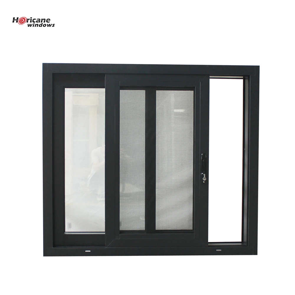 New design double glazed aluminium profile sliding windows with mosquito net