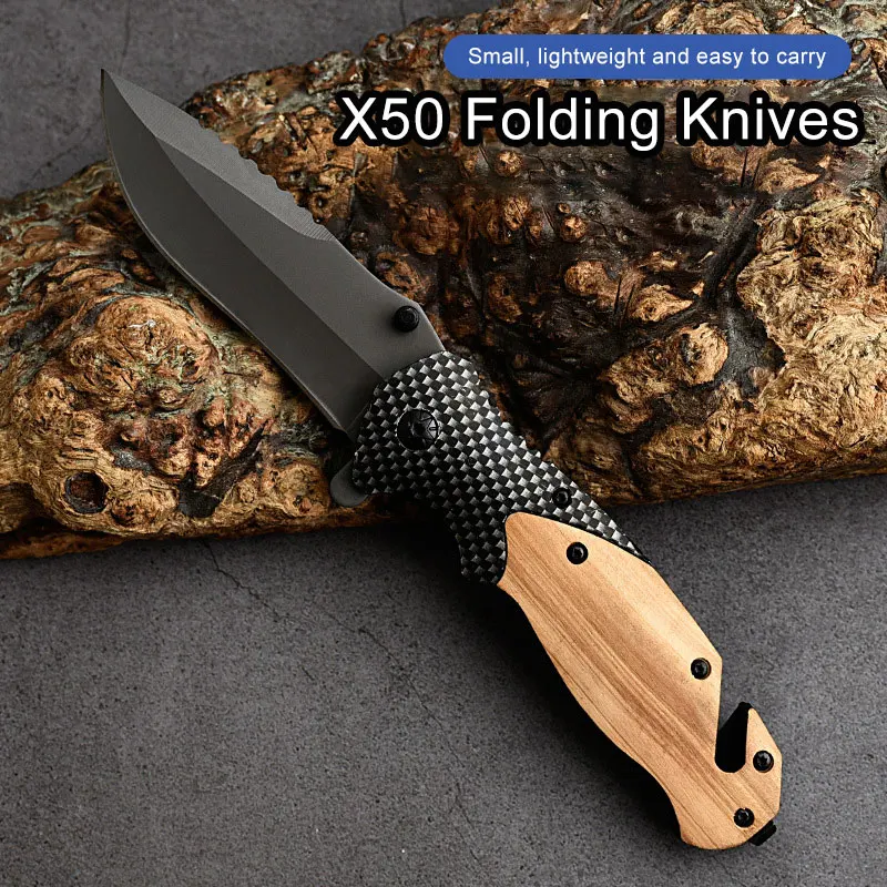 Folding Hunting Knife Cool Folding Knife X50 Steel Wild Use Folding