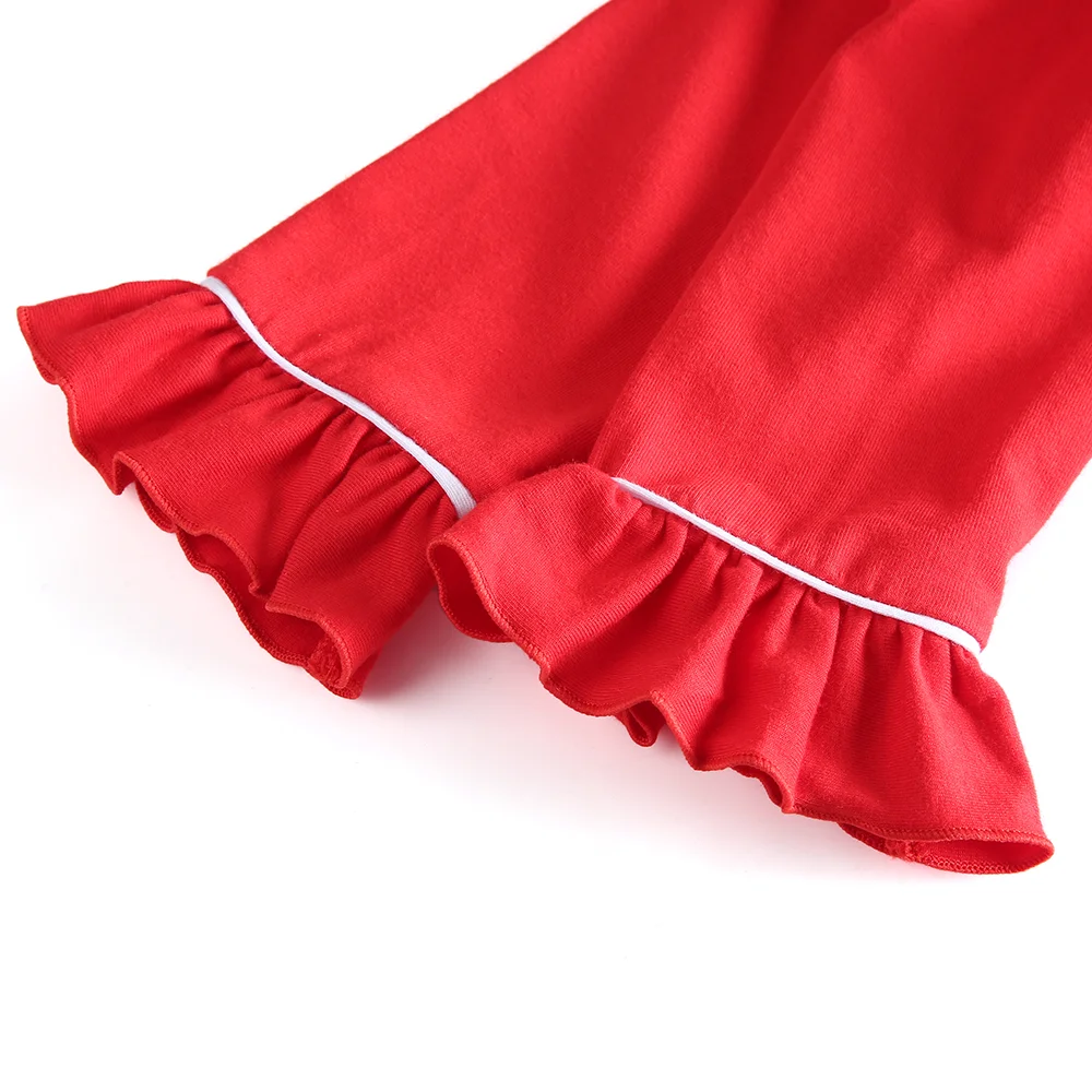 New Baby Girls Long Sleeve Pyjamas Peter Pan Collar Red Sets Cotton