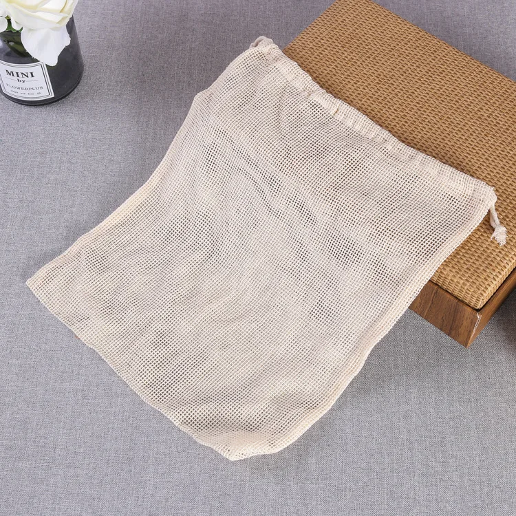 Reusable Organic Cotton Produce Bags Set With Drawstring For Grocery ...