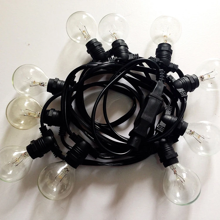 NEW 110-130V/220-240V 10ft/25ft G40 Incandescent Globe Edison Bulbs Black Patio String Lights