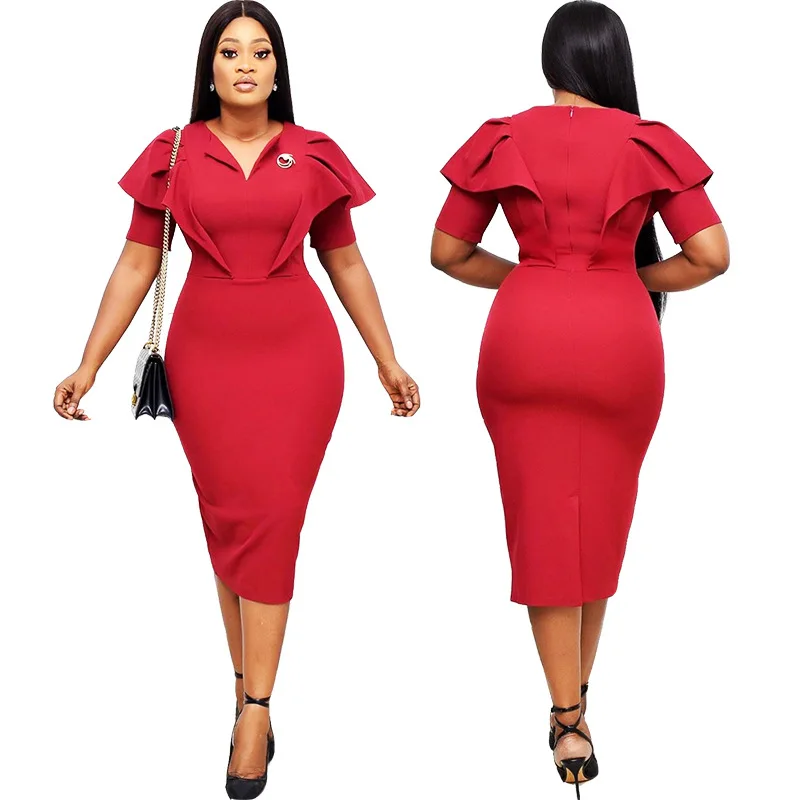 Office Lady Simple Solid Color Commute Ol Africa Clothing Bodycon Thin ...
