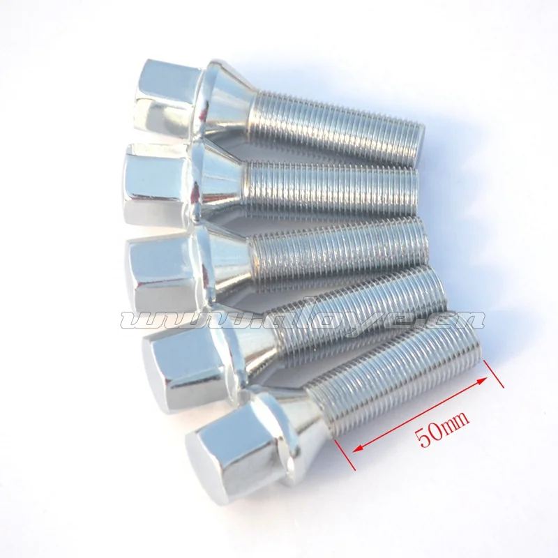 20set WHEELTECH Wheel Lug Bolt 12x1.25 Silver Shank Length 28mm Compatible with for Je-ep Compass for Je-ep Renegade Fiat for Je-ep Cherokee 