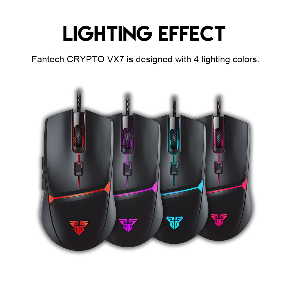 fantech vx7 crypto custom logo ergonomic programmable gaming mouse