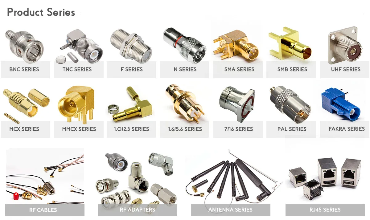 Rf Coaxial Connector Cable And Adapter Bnc Sma Smb Tnc Mcx Mmcx Uhf Din 1.0/2.3 7/16 Fme Pal Rca