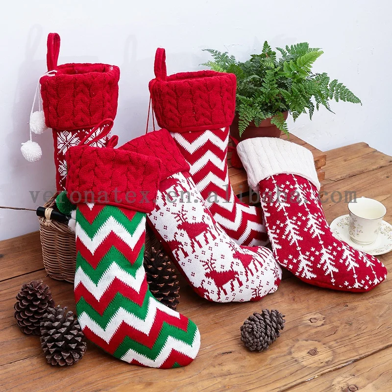 Wholesale Christmas Accessories Knitted Bulk Christmas Stockings Luxury Novelty Knitted 