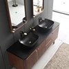 1800mm rustic walnut wood bathroom vanity set with vessel sink