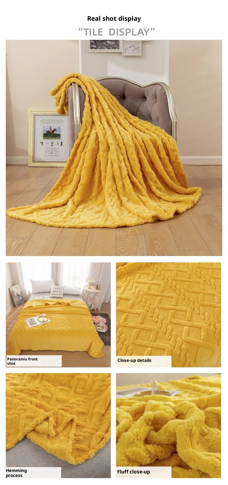 Simple Embroidered Rhombic Knitted Eco-friendly Winter Warm Taffeta Fleece Thickened Blanket factory