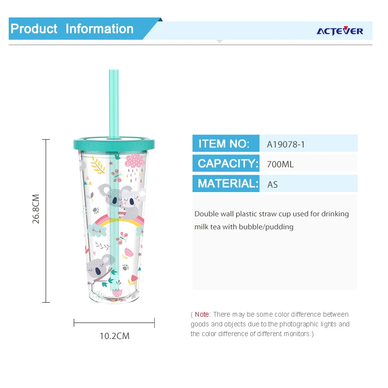 Ecofriendly 16oz 20oz Drinking Custom Double Wall Plastic Reusable