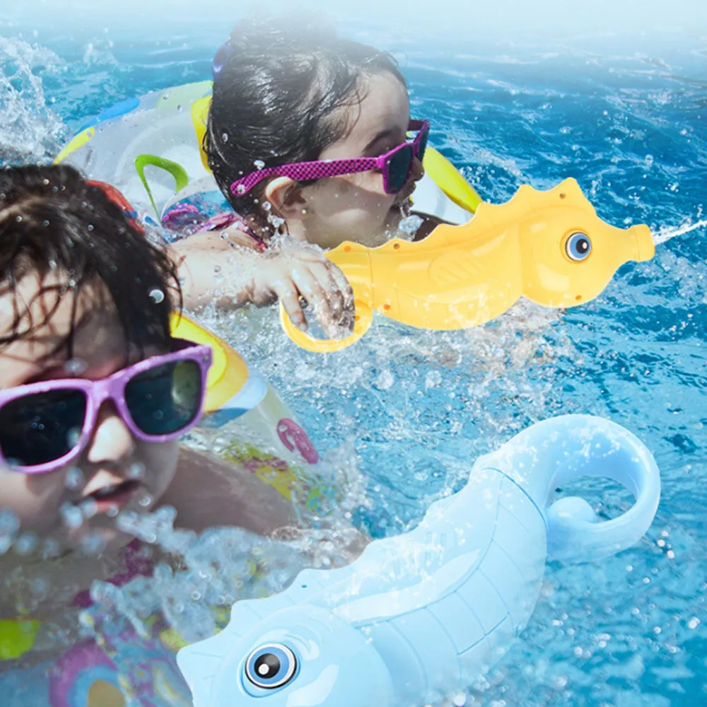 h418 批发高品质花式可爱海马形状水枪夏季玩具洗澡玩