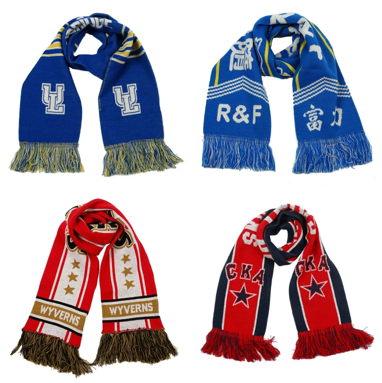 No Moq Oem Custom Logo Football Soccer Fan Articles Woven Knit 100