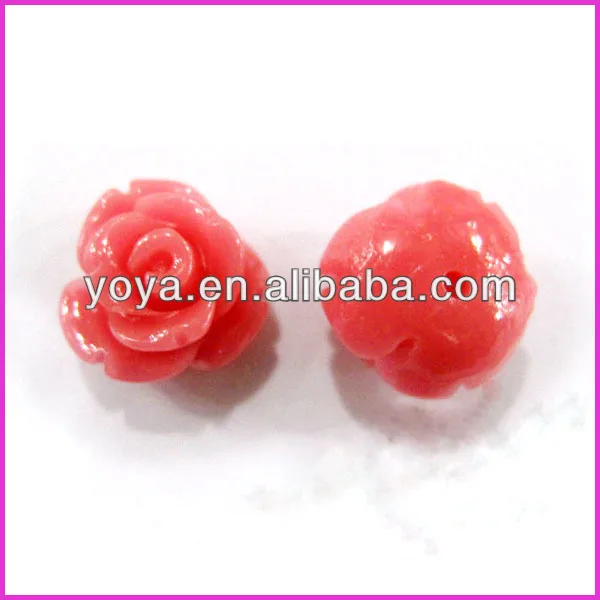 Half drilled synethic carved coral rose beads,half drill hole coral flower beads.jpg