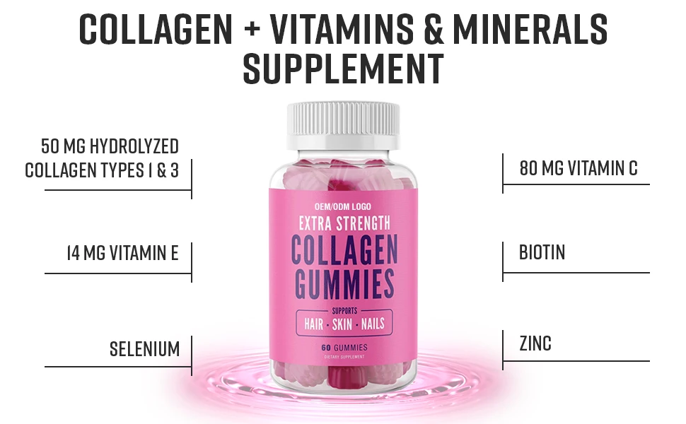 Oem Nutrition Vitamin C&e Collagen Gummy Vitamin Beautify Skin Peptide