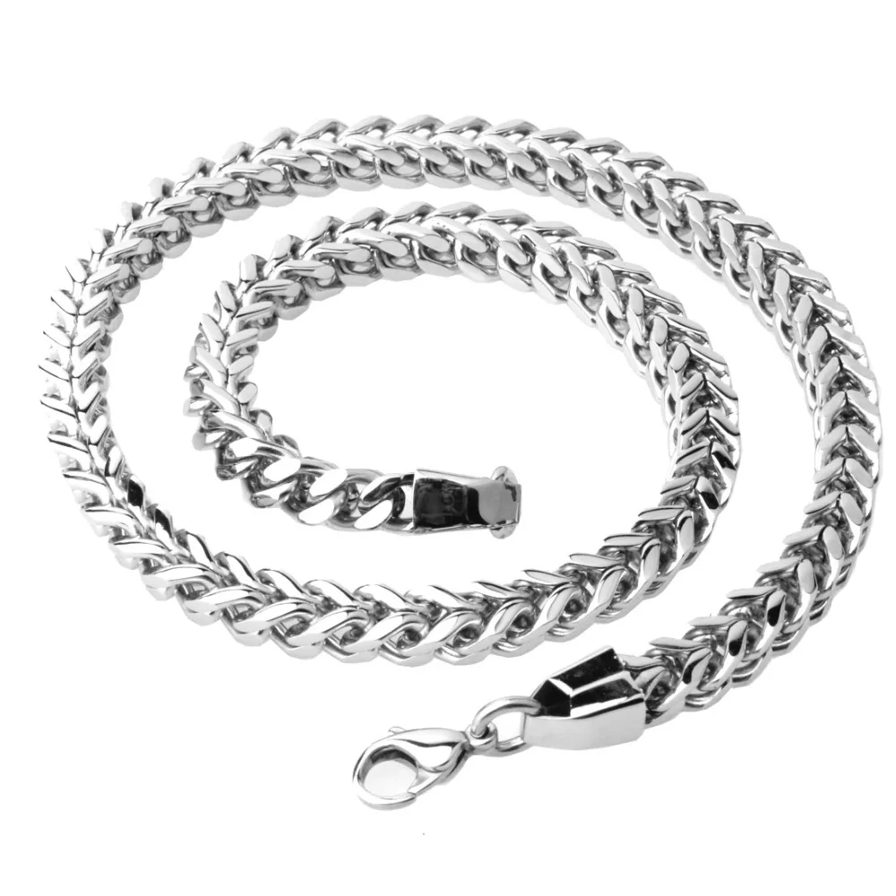 6/8/10mm Custom Men Chain Wide Silver Color Men Boys 316l Stainless