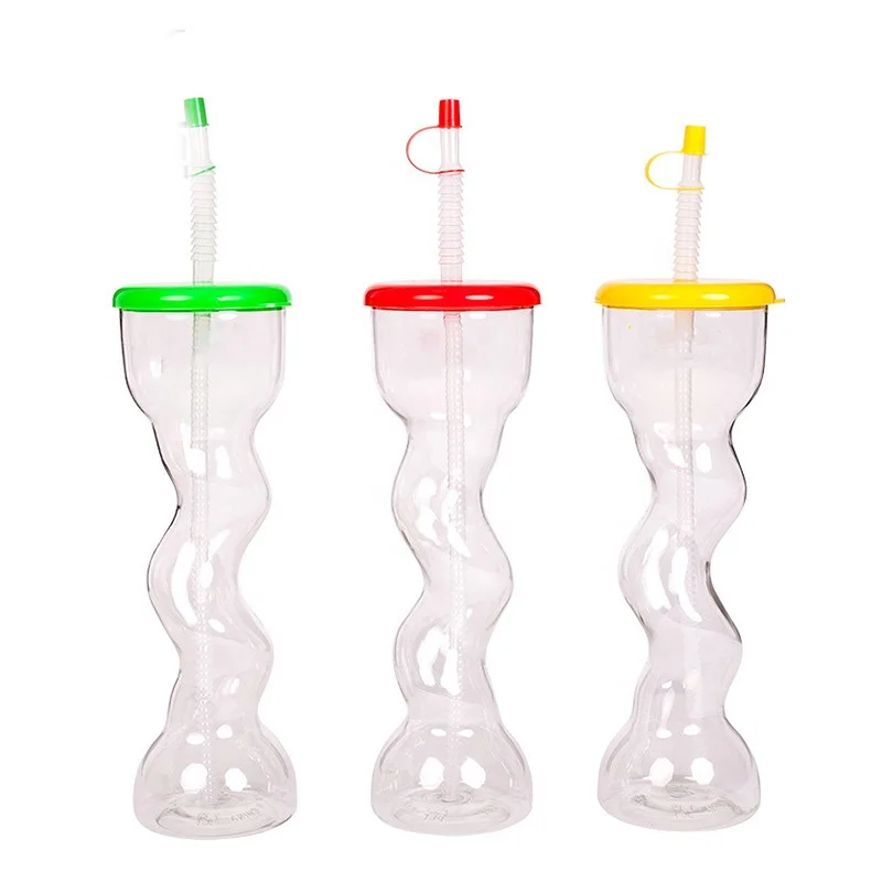 Wholesale Novelty Plastic Drinking Yard Cups 650ml Promotional Custom Logo Party Juice Cups With